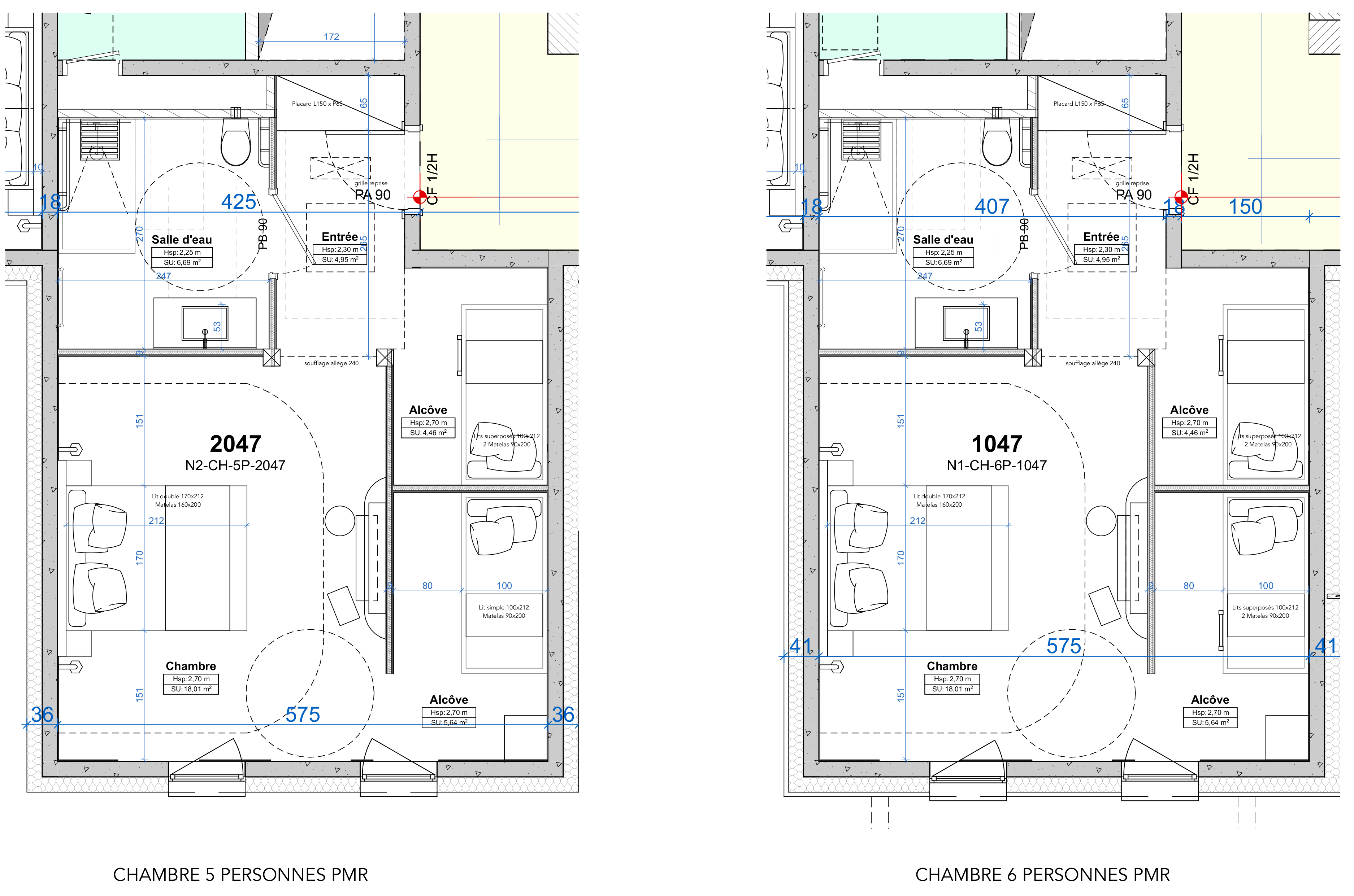 Chambres familiales 6 personnes - 7 chambres