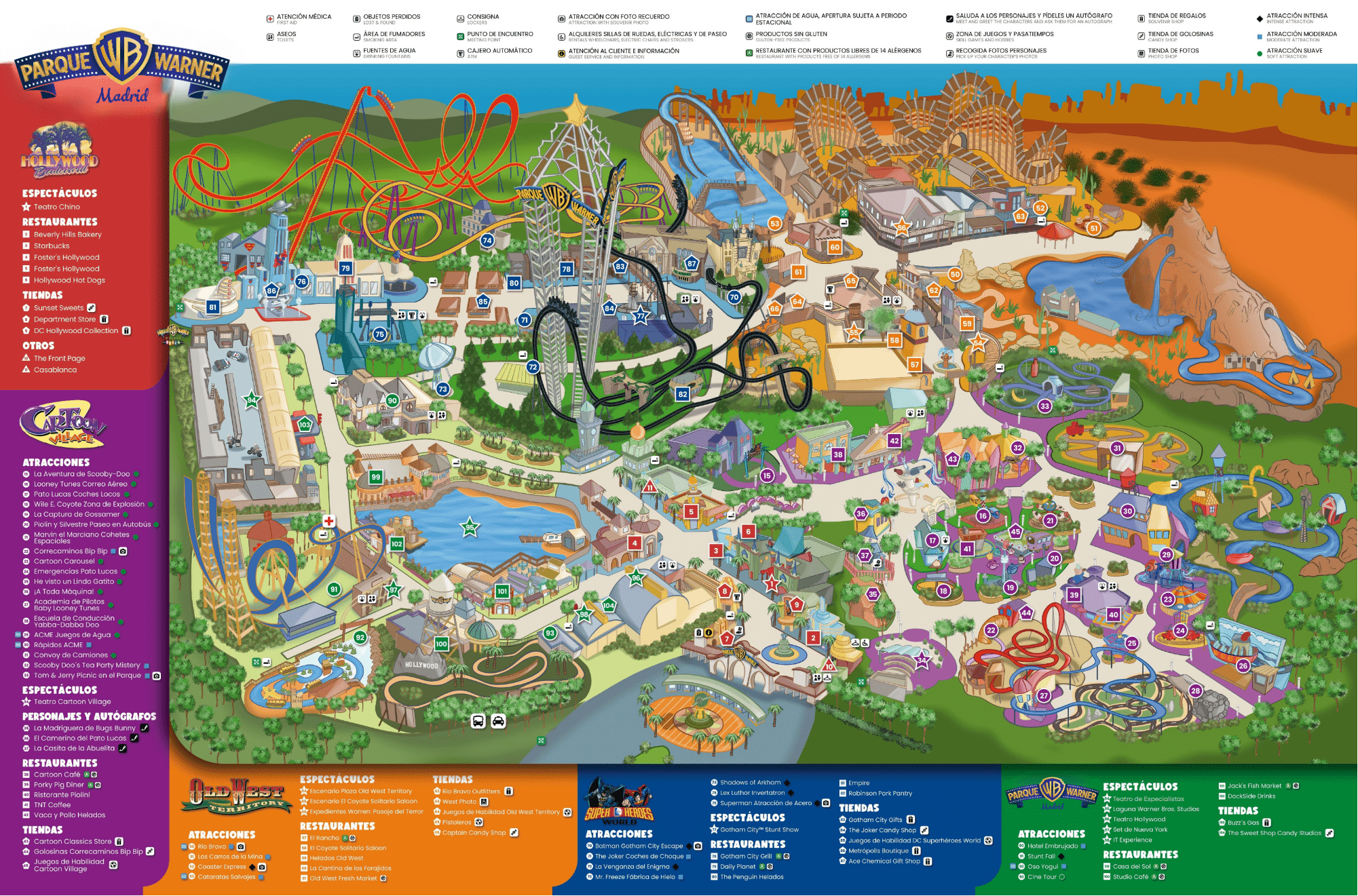 Plan du parc — Parque Warner Madrid
