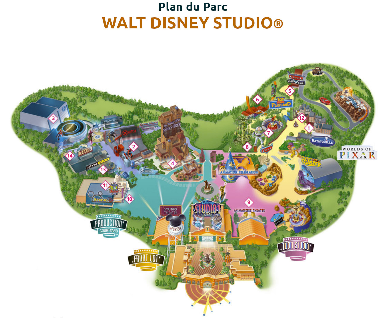 Plan du parc — Walt Disney Studios
