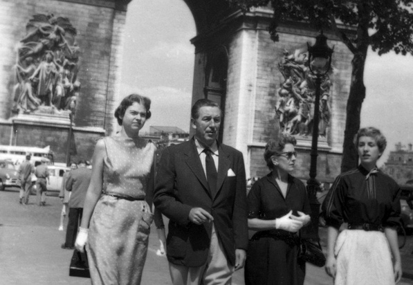 Walter Elias Disney, Lillian, Diane, and Sharon at The Arc de Triomphe in Paris, France.