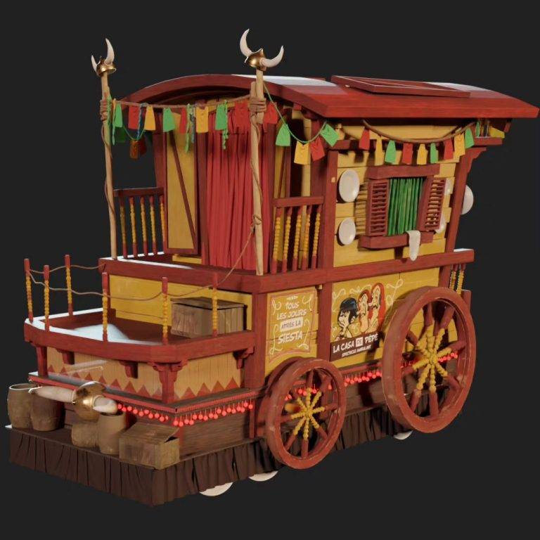 Backstage de la construction du char Hispanique © herveduparcasterix